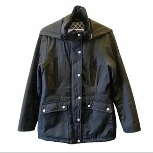 Jessica Simpson Chore Coat Padded  Utility Jacket Faux Fur Collar Black Medium